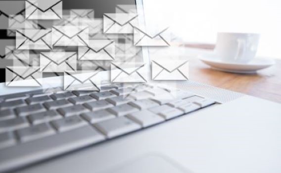 Picture shows computer with mails